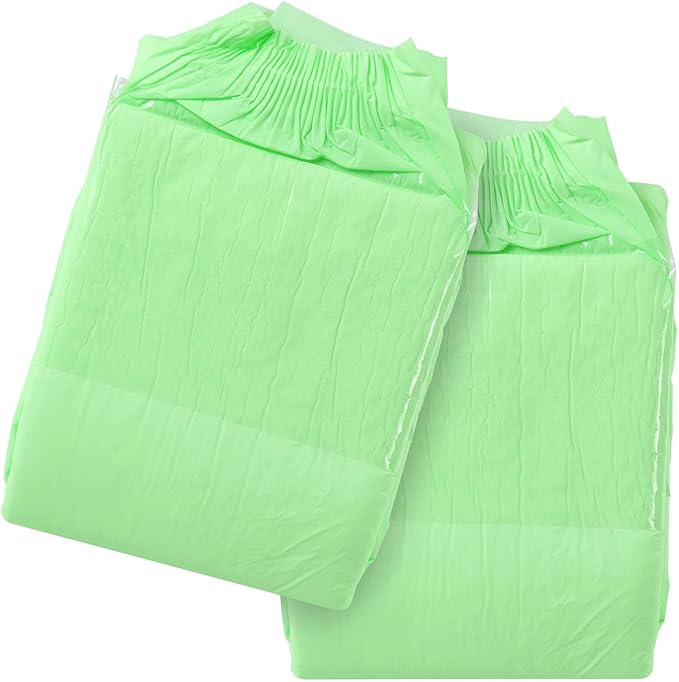 CutiePlusU Adult Diapers Heavy Absorption Dry Surface Disposable All Night-Green 2 Pieces (Medium 28"-38")