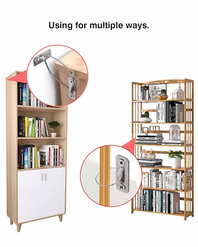 6 Pack Furniture Anchors Kit for Baby Proofing, Furniture Straps Use to Prevent Falling and Anti Tip, Dresser Or Cabinet to Wall Anchors, 14in