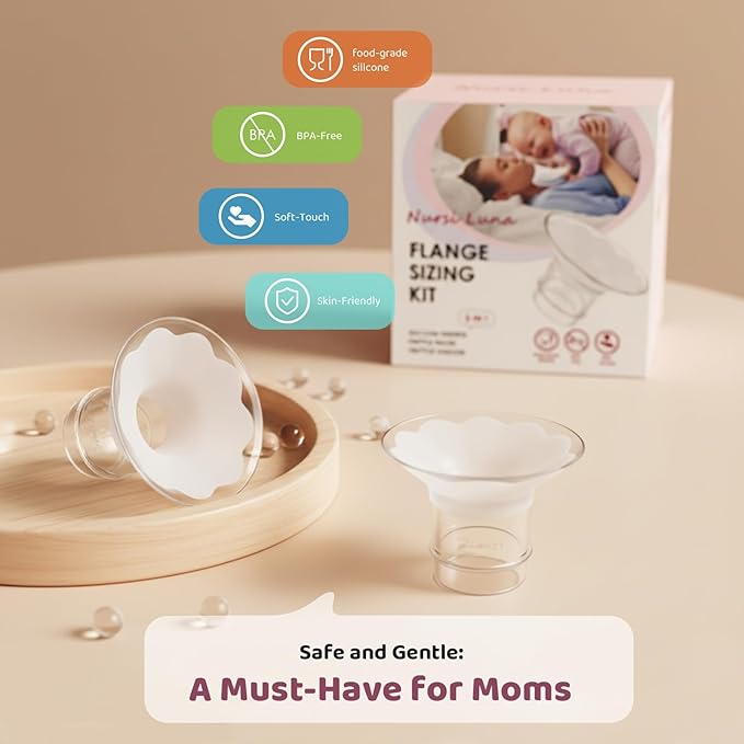 Flange Sizing Kit 3-in-1 with 13/15/17/19/21mm for 24mm Electric Breast Pump Flanges/Shields, 10PCS Soft Silicone Flange Inserts for More Comfortable Pumping, BPA-Free, Essential for Moms