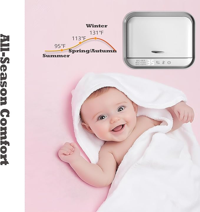 Wipe Warmer,Baby Wipe Warmer Dispenser,Large Capacity Wipe Holder Box Container with Night Light,Adjustable Temperature Display,No Need Water and Sponge,Fast Heating (Off white)