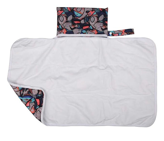 Baby Diaper Changing Mat Pad Portable Foldable Washable Compact Travel Nappy Waterproof Play Mat 30inx18.5in (Fish)