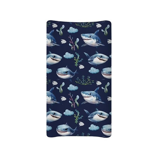 White Shark Changing Pad Cover for Baby Girls Boys Change Table Covers Diaper Changing Cute Mat Sheets Cover Soft Breathable