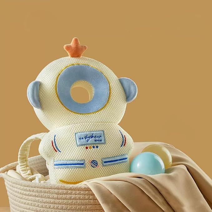 Baby Head Protector Cushion Backpack with 3 Baby Knee Pads for Walking & Crawling. (Mesh Astronaut)
