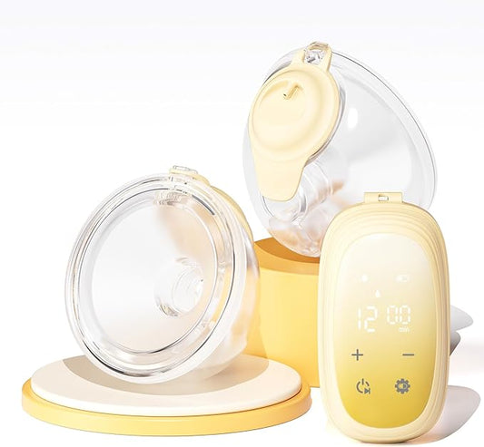 Springhope No.3398 Electric Double Breast Pump Strong Suction, 4 Modes& 12 Levels, Effective Breastfeeding Pump 28/24/21/19mm Flange, Hands-Free Wearable Milk Bowl 2 Pump