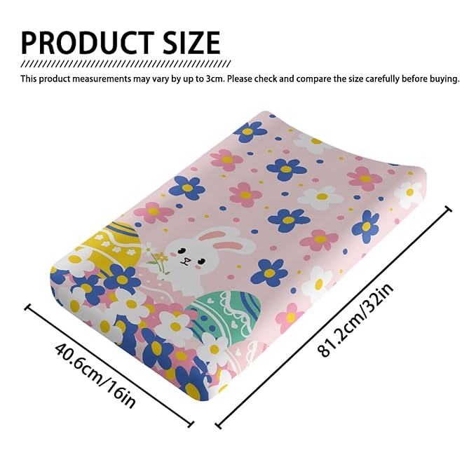 Easter Eggs Changing Pad Cover Baby Girls Boys Pink Diaper Change Table Sheet Rabbit Cover Soft Stretchy Changing Table Covers Mat Sheet Cover Soft Breathable