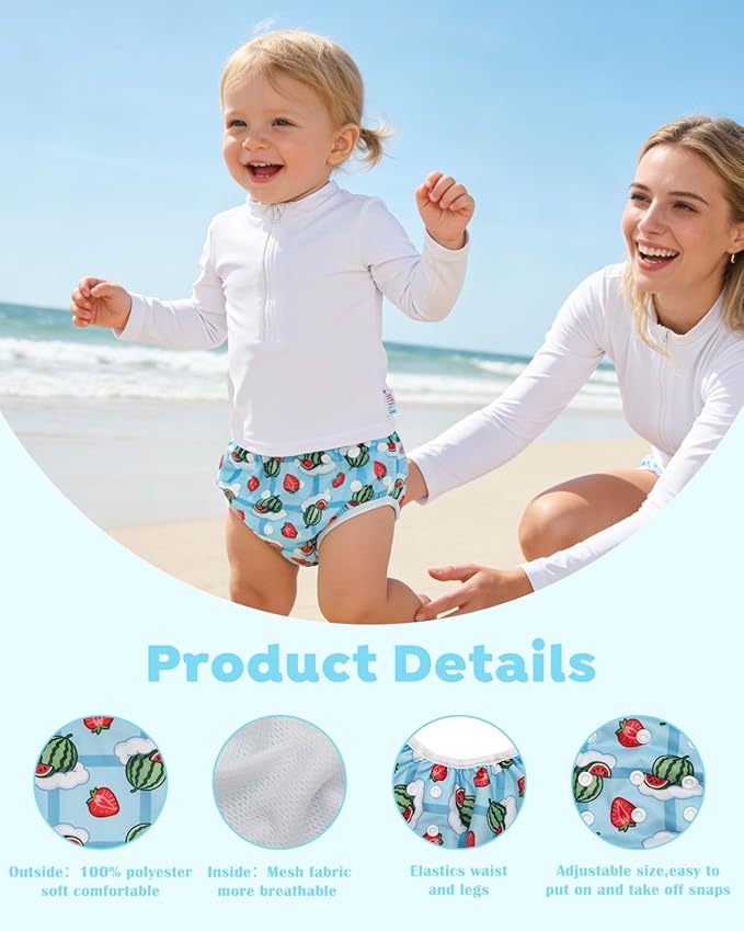 ALVABABY Large Cloth Swim Diaper 3pcs Baby Toddler Infant Snap Reusable Adjustable Swimming Diaper Baby Boy and Girl 3ZSWY76