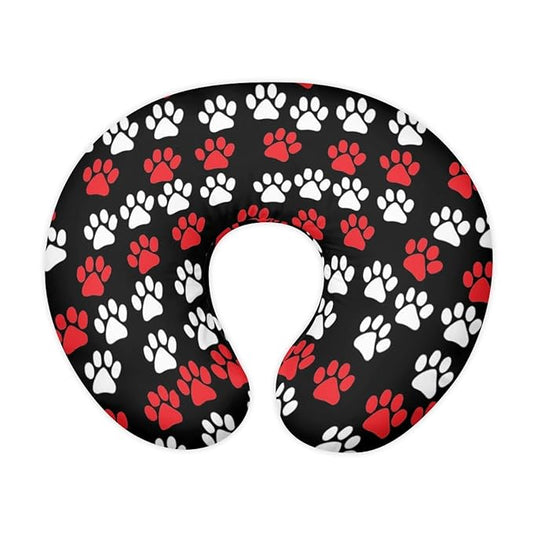 Forchrinse White Red Dog Paw Print Nursing Pillow Cover for Girls Boys Baby Nursing Pillow Slipcover for Puppy’s Lover