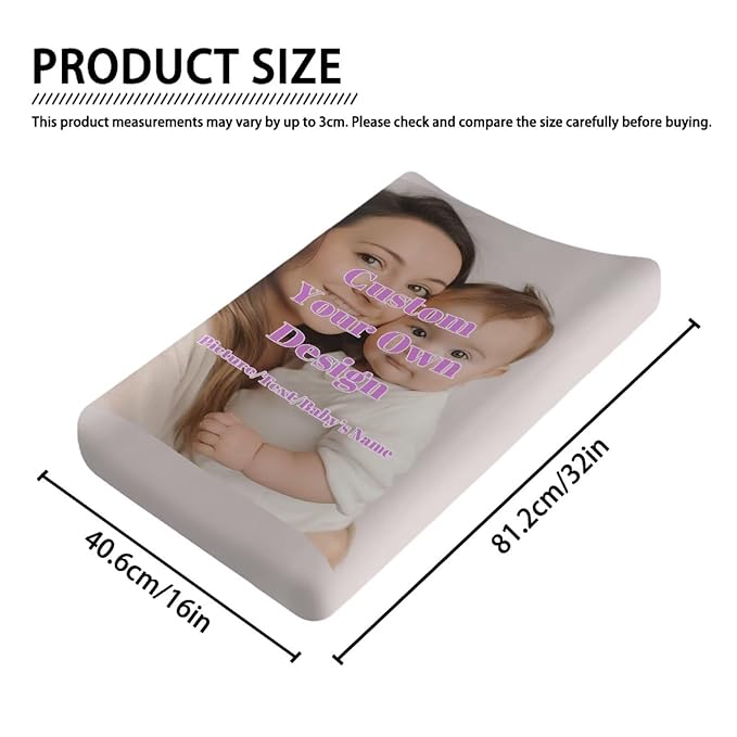 Custom Diaper Changing Pad Cover Personalized Changing Pad Cover with Picture Custom Name Bassinet Cradle Mattress Sheets 32"x16" Customizable Gifts for New Mother