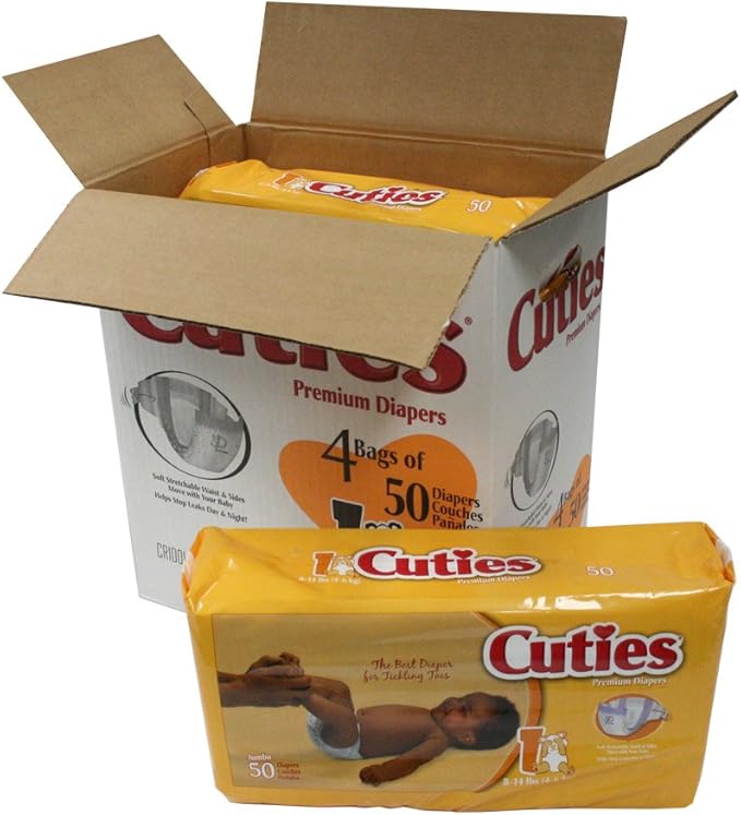 Cuties Baby Diapers, Size 1, 50-Count, Pack of 4