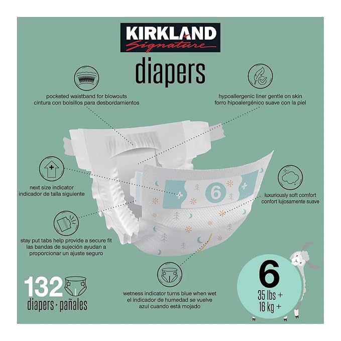 Kirkland Signature Diapers, Size 6 (132 Count)