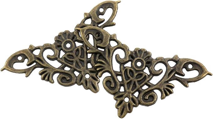 8PCS Retro Bronze Decorative Corner Protectors Decorative Metal Trim Vintage Relief Pattern for Cabinets Jewelry Boxes and Photo Frames