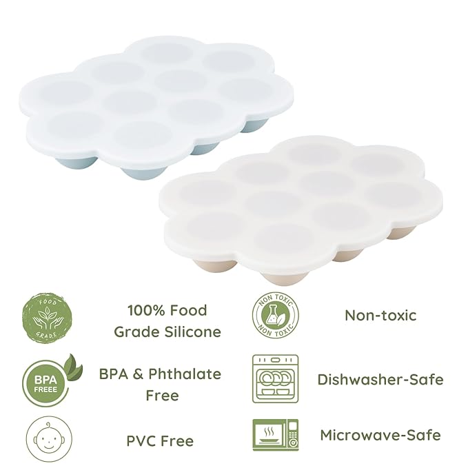 PandaEar 5 Pack Baby Food Freezer Tray with Lids