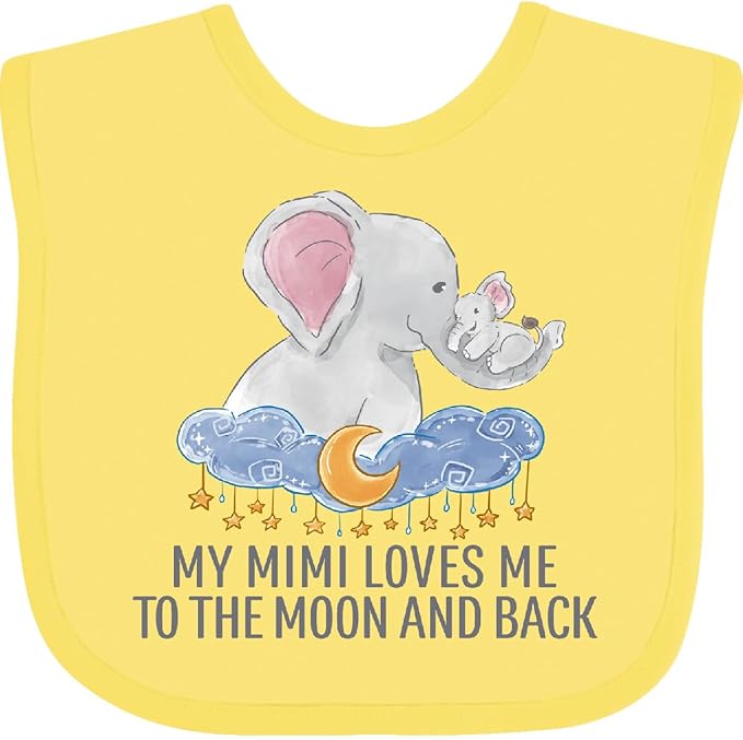 inktastic My Mimi Loves Me To the Moon and Back Elephants in Clouds Baby Bib