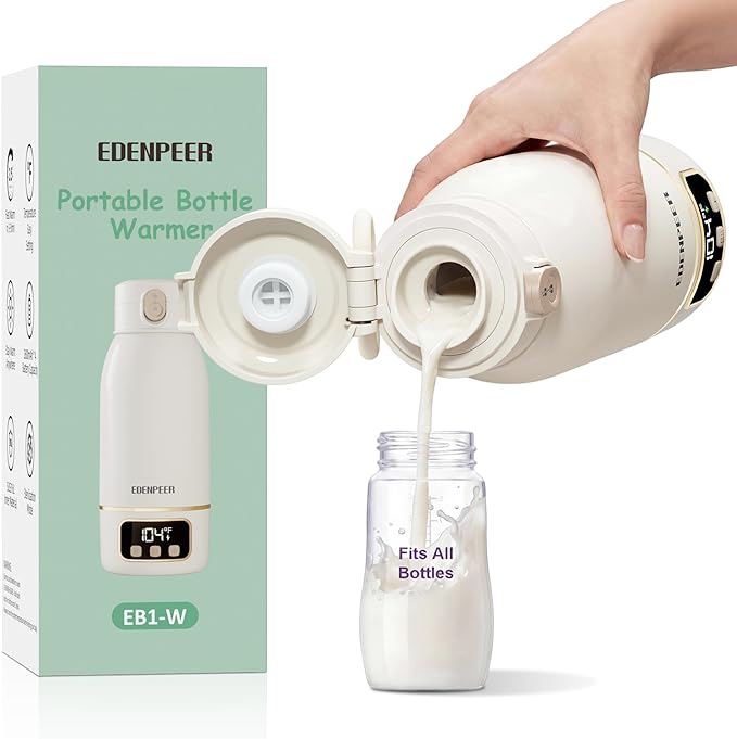 Portable Bottle Warmer for Travel, Fast Baby Bottle Warmer Portable with Precise Temperature Control, 17 OZ Milk Warmer, Leak-Proof Cordless Breastmilk Warmer, Fits Most Baby Bottles for On the Go