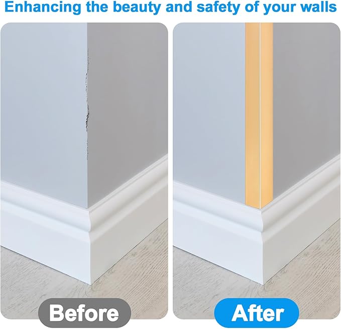 8Pack Aluminum Metal Corner Protector, 45″x 1″ Peel and Stick L Molding Corner Guards with 90° Angle, for Wall Door Frame Cabinet Furniture Baseboard Protection and Decoration (Gold)