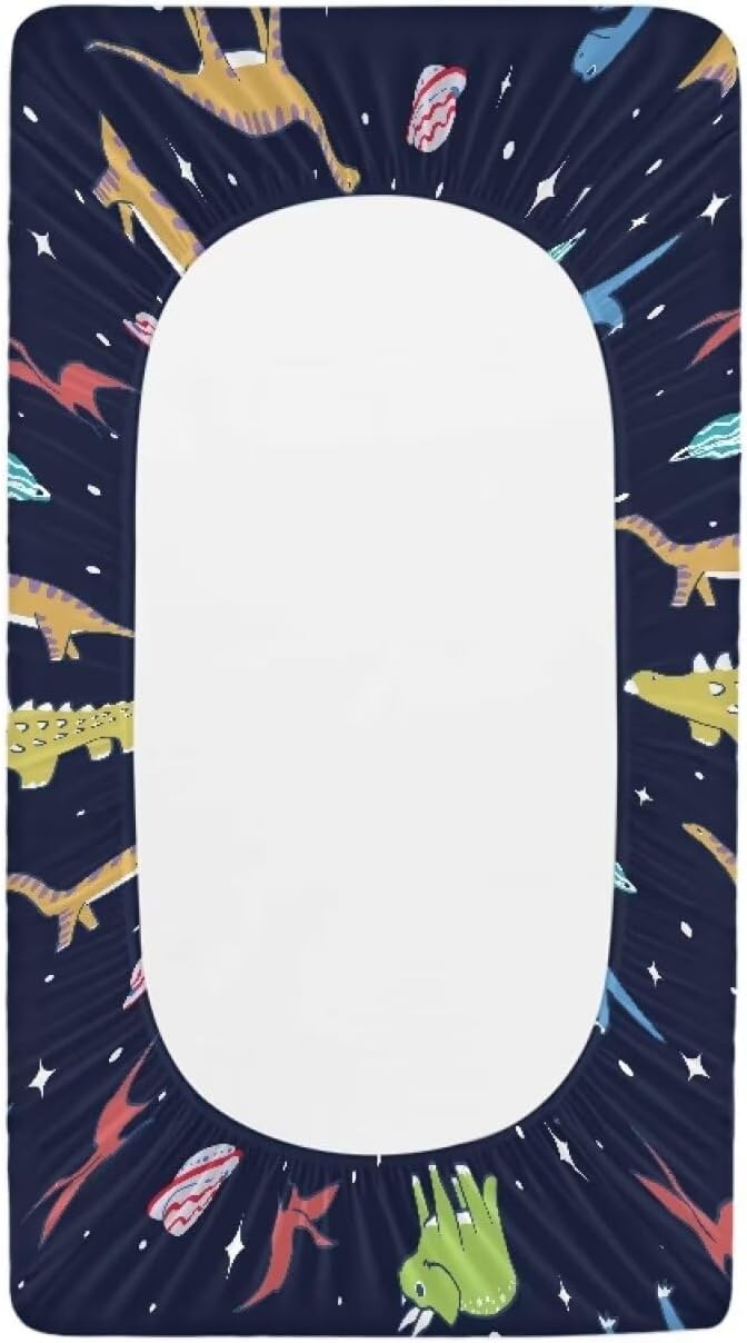 Dinosaur Space Changing Pad Cover Waterproof Nursery Pad Change Cover Stretchy Diaper Changing Mat Cover Fit 32"x16" Contoured Pad