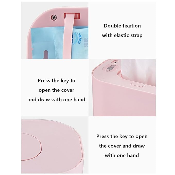 Wipes Warmer, Fast Heating Wipe Warmer and Baby Wet Wipes Dispenser for Home Use Adjustable Temperature Holds 80 Wipes, Travel Friendly with Direct Plug-in Power