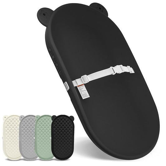 Changing Pad, Wipeable Diaper Changing Pad with Safety Belt for Changing Table, Nursery, Dresser, EVA Non-Slip Baby Changing Table Pad, Black