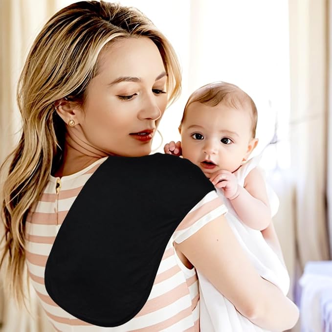 8 Pack Baby Burp Cloths, Unisex for Boys and Girls, Super Absorbent and Soft Towel,Solid Color (Black)