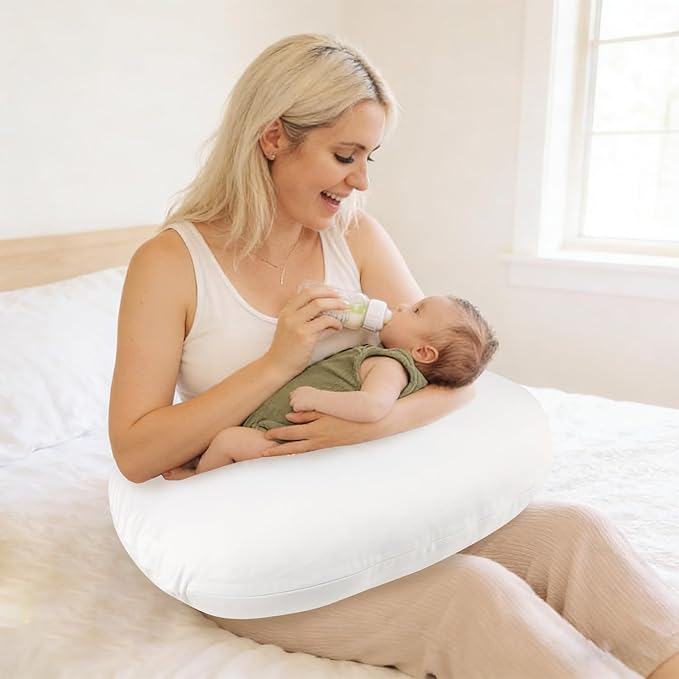 Hooyax Waterproof Nursing Pillow Cover, Stretchy Nursing Covers for New-Designed Breastfeeding Pillows, Adorable Infant Feeding Pillow Slipcover for Baby Boy and Girls (White)