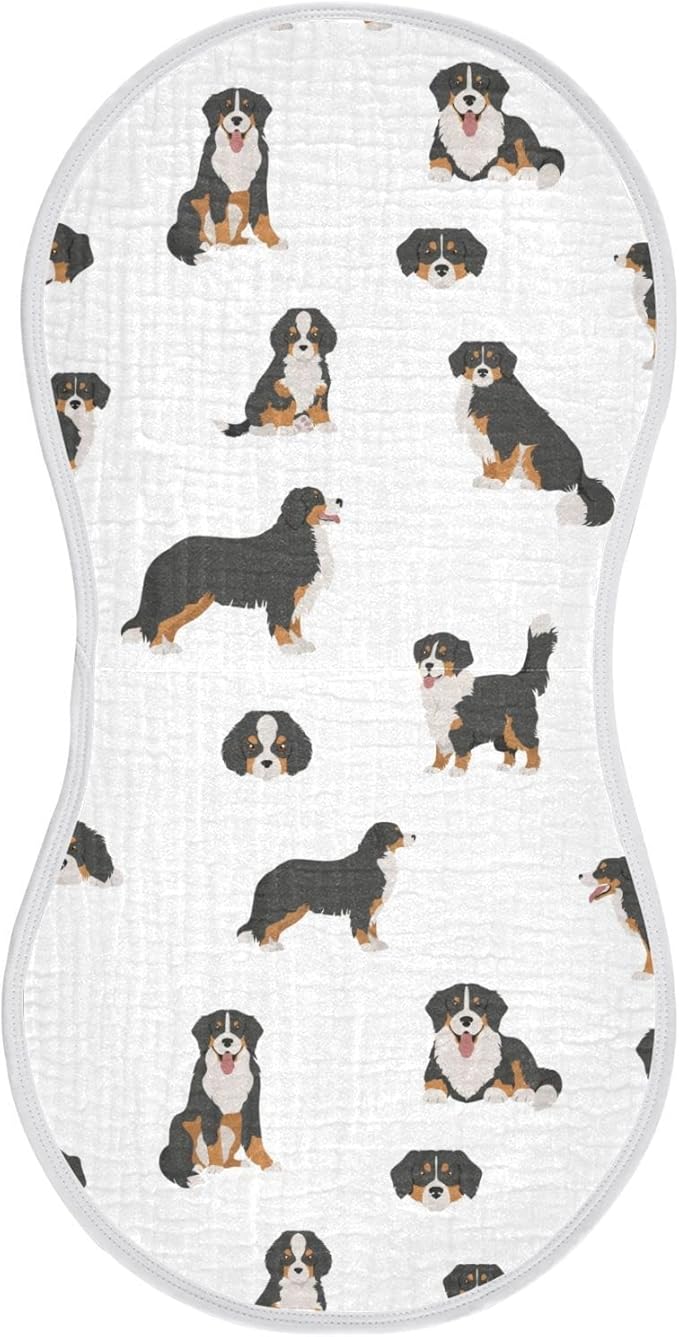 Bernese Mountain Dog Muslin Burp Cloths for Baby 1 Pack 100% Cotton Baby Washcloths Bibs for Boy Girl