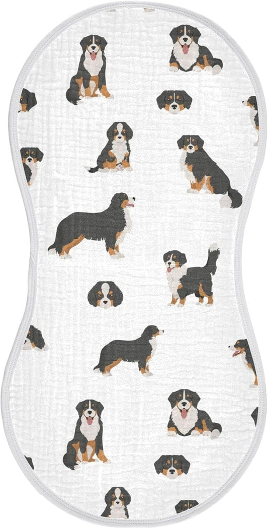 Bernese Mountain Dog Muslin Burp Cloths for Baby 1 Pack 100% Cotton Baby Washcloths Bibs for Boy Girl