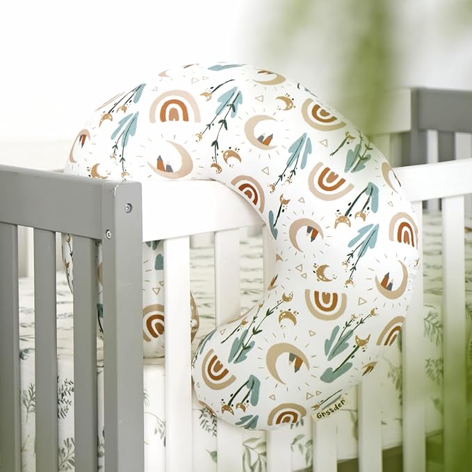 GRSSDER Nursing Pillow Cover Stretchy Minky Removable Nursing Covers for Breastfeeding Pillows, Ultra Soft Comfortable Slipcover for Boy and Girls, Cute Rainbow Pattern