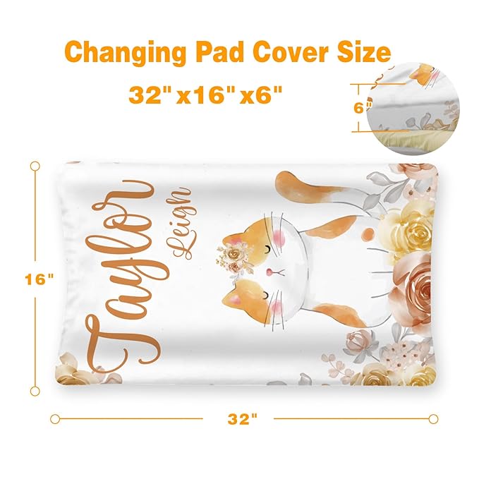 Custom Changing Pad Cover Set - Jersey Knit Comfy CozyUltra Soft Unisex Diaper Changing Table Covers with Personalized Name for Baby Boys Girls - Waterproof Ultra Soft 4 Pcs Set Style08