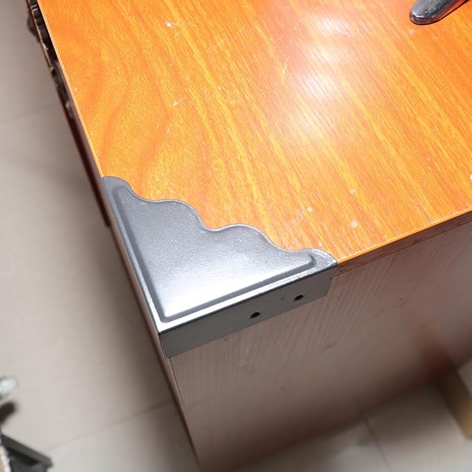 4 Pcs Metal Corner Protectors, Black Decorative Corner Guard for Wood Funiture Table Box Cabinet Edge Protectors