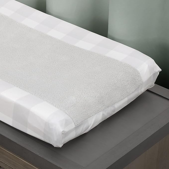 NoJo Rustic Farmhouse Super Soft Gray and White Buffalo Check Changing Pad Cover