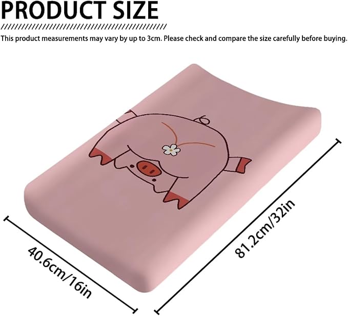 Pig Changing Pad Cover for Baby Stretchy Changing Table Cover Breathable Diaper Changing Mat Cover Fit 32"x16" Contoured Pad
