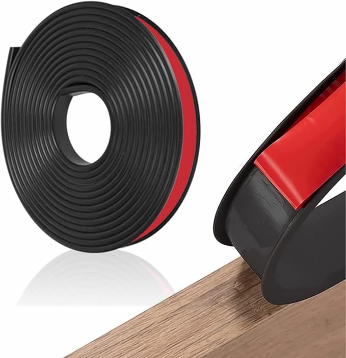 16.4ft U-Shape TPE Self Adhesive Veneer Edging Trim Flexible Edge Protector for Furniture Corner & Edge Safety Guards, DIY Furniture Edge Strip for Countertop Table Cabinet Shelf Repair (16mm, Black)