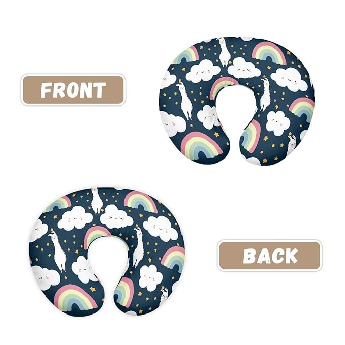 Rainbow and Alpaca Breastfeeding Pillow Cover Newborn U-Shaped Breastfeeding Pillowcase Cushion Cover Easy to Use and Dustptoof
