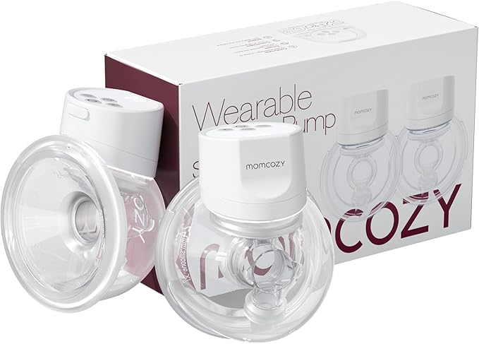 Momcozy Hands-Free Breast Pump S12 Pro, Wearable & Portable Pump with Soft DoubleFit Flange, 3 Modes | 9 Levels Double Electric Pump, Smart Display, 24mm, 2 Count, Cozy Crystal White