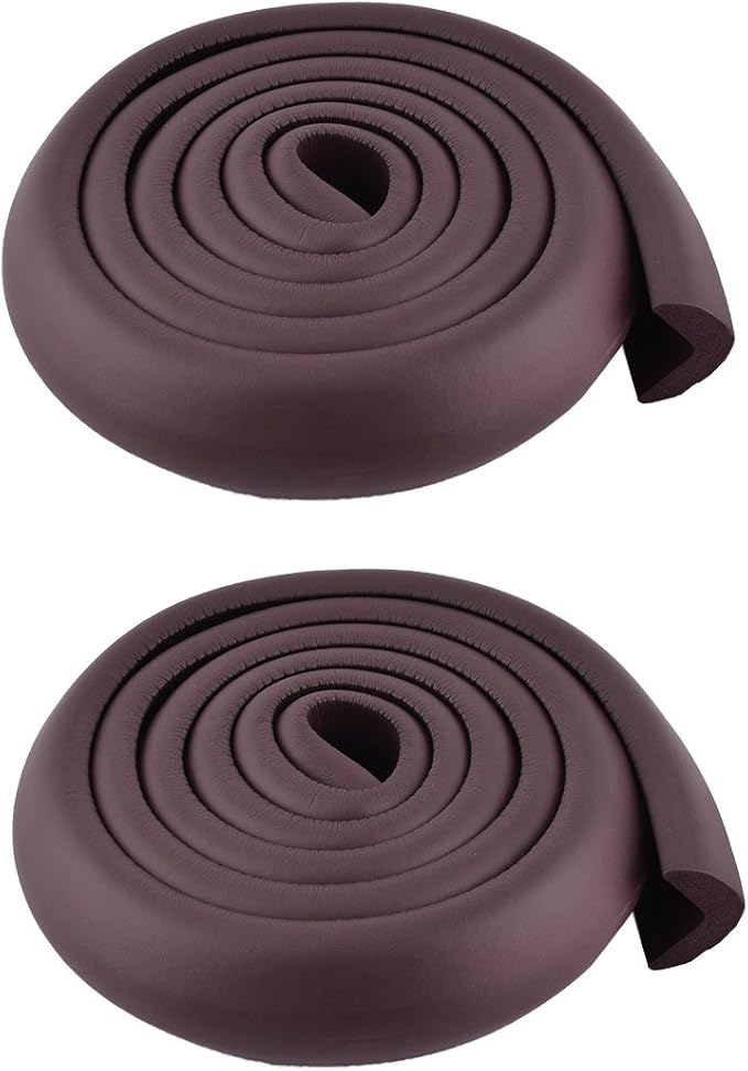 uxcell Foam Rubber Flat Furniture Dresser Corner Edge Protector Cushion 2 Pcs Dark Brown