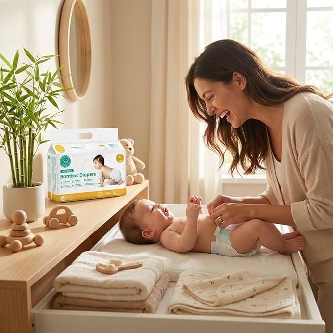 Little Toes Patented Natural Disposable Viscose Diapers ǀ Day and Overnight Diapers ǀ Sustainable ǀ Size 2-3 Medium | 36 Pack
