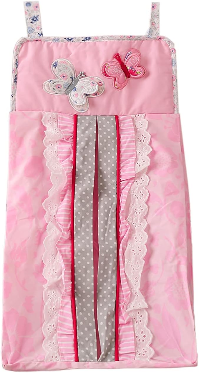 100% Cotton Butterfly Diaper Stacker Storage 1 PC Lovely Pink 3 D Butterfly Crib Diaper Organizer (Pink Butterfly Diaper Stacker)