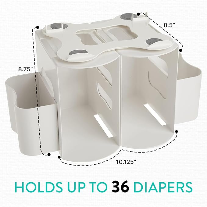 Prince Lionheart 2-in-1 Diaper Caddy - Modular Diaper Depot Organizer for Holding All Nursery Essentials – Versatile Storage for Diapers, Creams, Wipes, and More