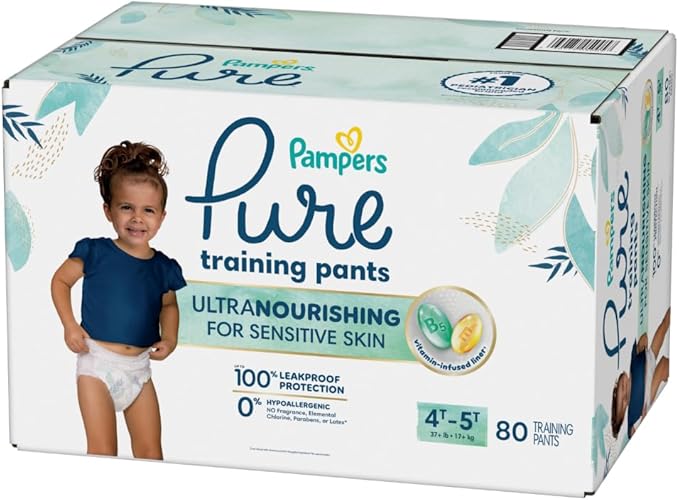 Pampers Pure Protection Training Underwear, Unisex, Size 4T5T, 80 Count, Premium, Hypoallergenic, Soft, Absorbent