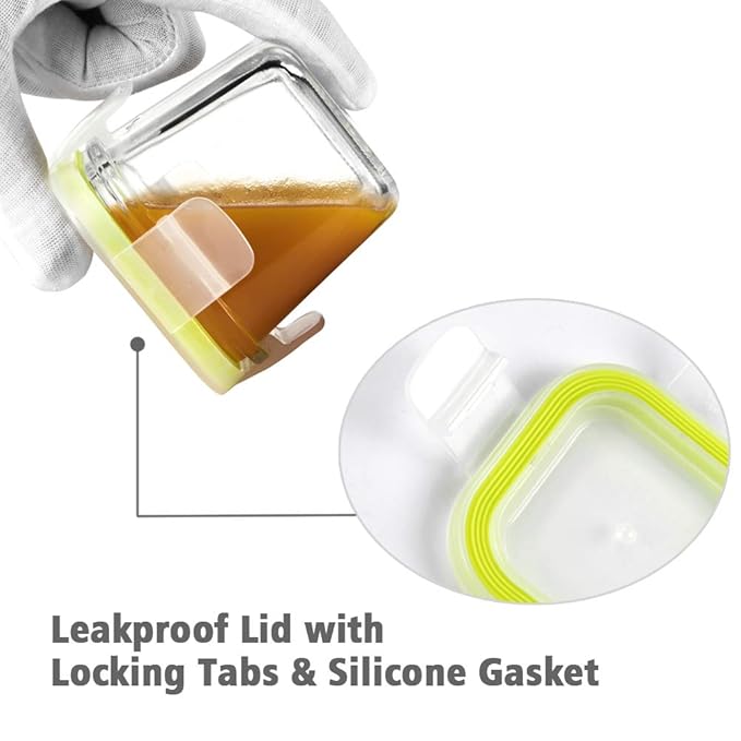 Matyz 4-Pack Baby Glass Jars for Food Storage with Lids Airtight and Stackable Tray (Mint Green, 4 OZ Each) - Small Solid Food Storage Containers for Baby On The Go - Freezer Microwave Oven Safe