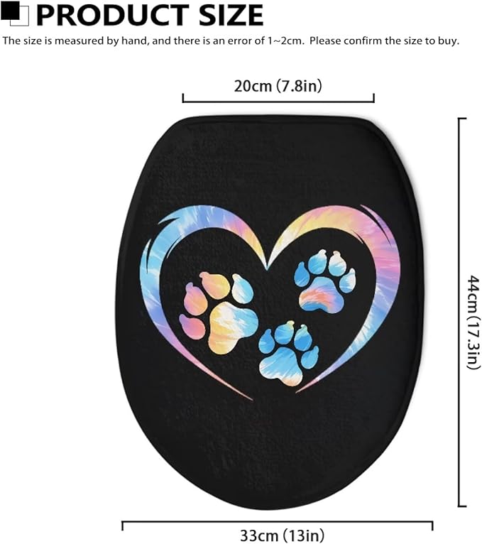 Dog Paw Print Toilet Lid Covers Soft Flannel Fabric Bathroom Covers Elastic Bottom Soft and Breathable Seat Covers Toilet Seat Cover Set Washable Reusable Toilet Seat Lid Cover