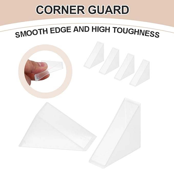 uxcell 60Pcs Triangle Glass Corner Protector, 0.47 x 1.38 Inch Plastic Glass Table Corner Protector Transport Corner Guard for Glass, Ceramics, Wood, and Steel(Right Angle, Clear)