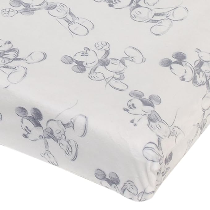 NoJo Disney Mickey Mouse - Call Me Mickey White and Blue Super Soft Changing Pad Cover