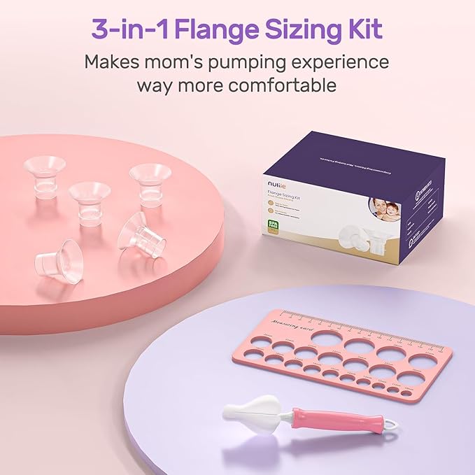 Nuliie 8PCS Silicone Flanges Insert Replacement Kit, Flange Sizing Kit 24mm for 27mm Flange/Shield Breast Pumps, Pumping Essential Kit for Moms