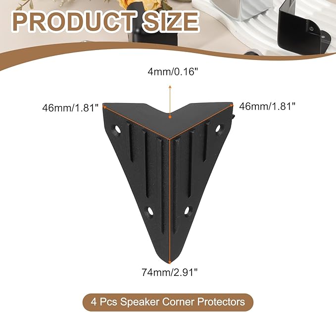uxcell 4 Pcs 1.81" x 1.81" Speaker Corner Protectors, Plastic Right Angle Protector Thickening Speaker for Cabinet Guitar Amplifier Stage Speakers, Black