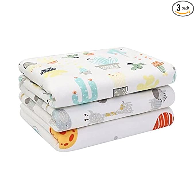 Baby Diaper Changing Pad Liners(22X27.5 inches) Soft Cotton Waterproof Changing Mat for Baby Underpads Mattress Mat Sheet Protector Portable Reusable Urine Pads for Travel Gear Pack of 3