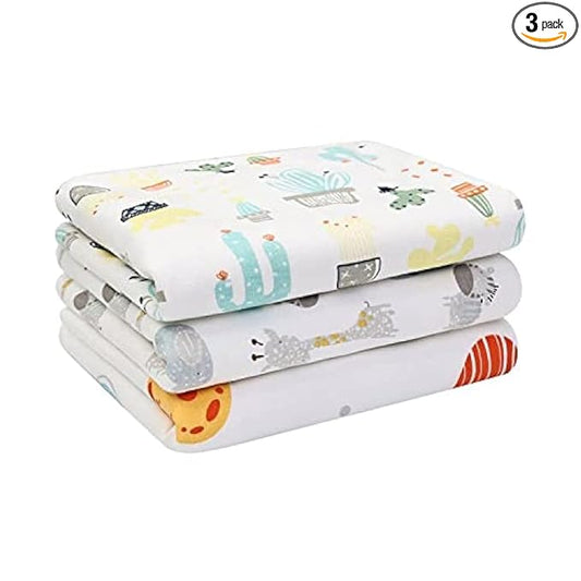 Baby Diaper Changing Pad Liners(22X27.5 inches) Soft Cotton Waterproof Changing Mat for Baby Underpads Mattress Mat Sheet Protector Portable Reusable Urine Pads for Travel Gear Pack of 3