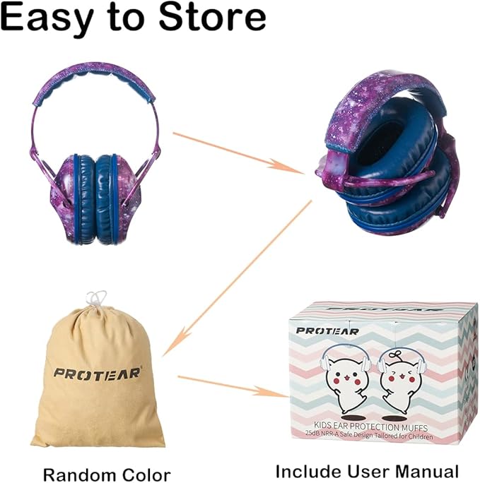 Kids Hearing Protection,25dB NRR Noise Reduction,Sound Proof for Kids,Toddler,Safety Earmuffs for Concert,Airplane,Autism,Monster Jam,Travel,School- Blue Nebel