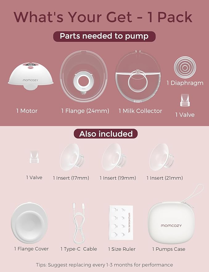 Momcozy M5 Smart APP Controlled Wearable Breast Pump, Hands-Free Wireless Electric Pump, 3 Modes 9 Suction Levels, BPA-Free, Portable Lightweight, 24mm Flange, 1-Pack Cozy Red