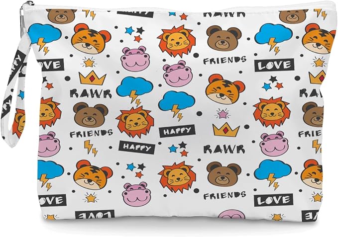 IAXIC Wet Dry Bag, Wet Bag for Swimsuit, Diaper Sunscreen Large Zipper Pouch Waterproof Pouch, Beach Bags for Women, Gifts for Ladies Girls Friends Colleagues and Sisters, Cute Jungle Animal Patterns